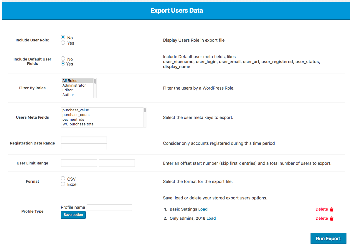 Export Page