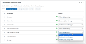 Metabox for Overriding Global Load Settings