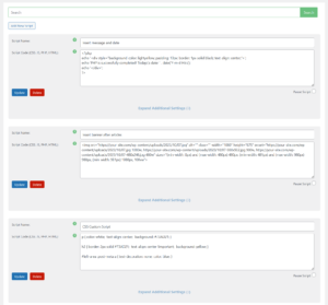 Dashboard for Managing Scripts