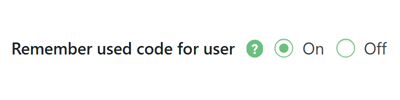 Remember Used Code for User