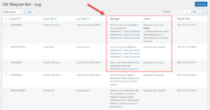 Showing files links in the back-end log