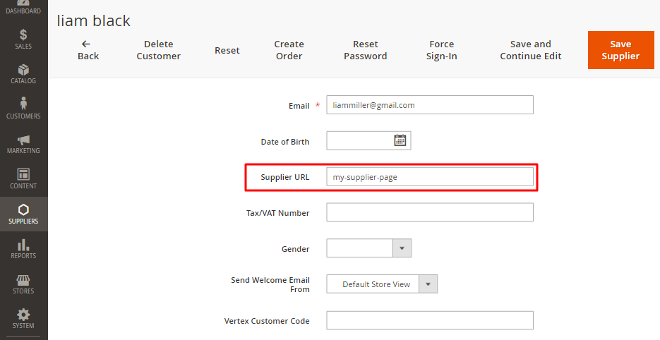 Setting the Supplier URL
